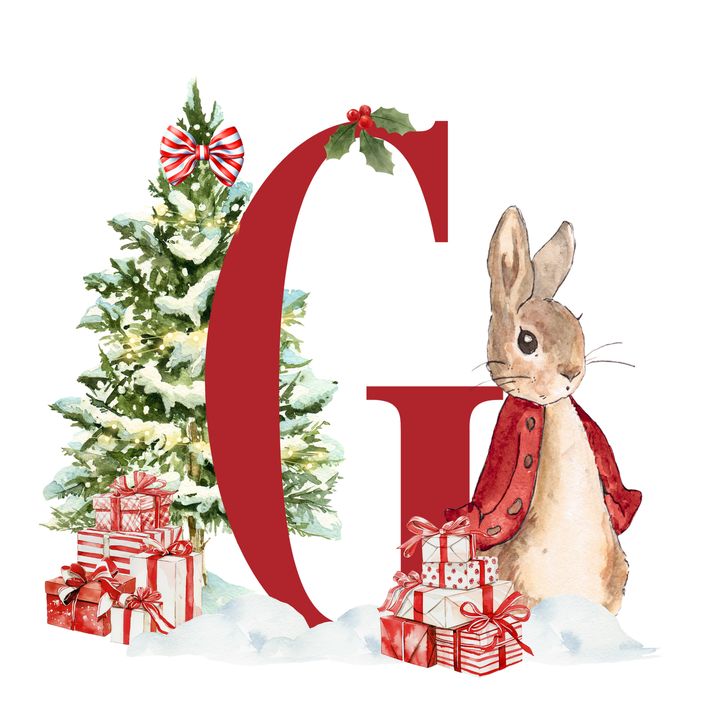 Personalised Christmas Bunny - Decoration