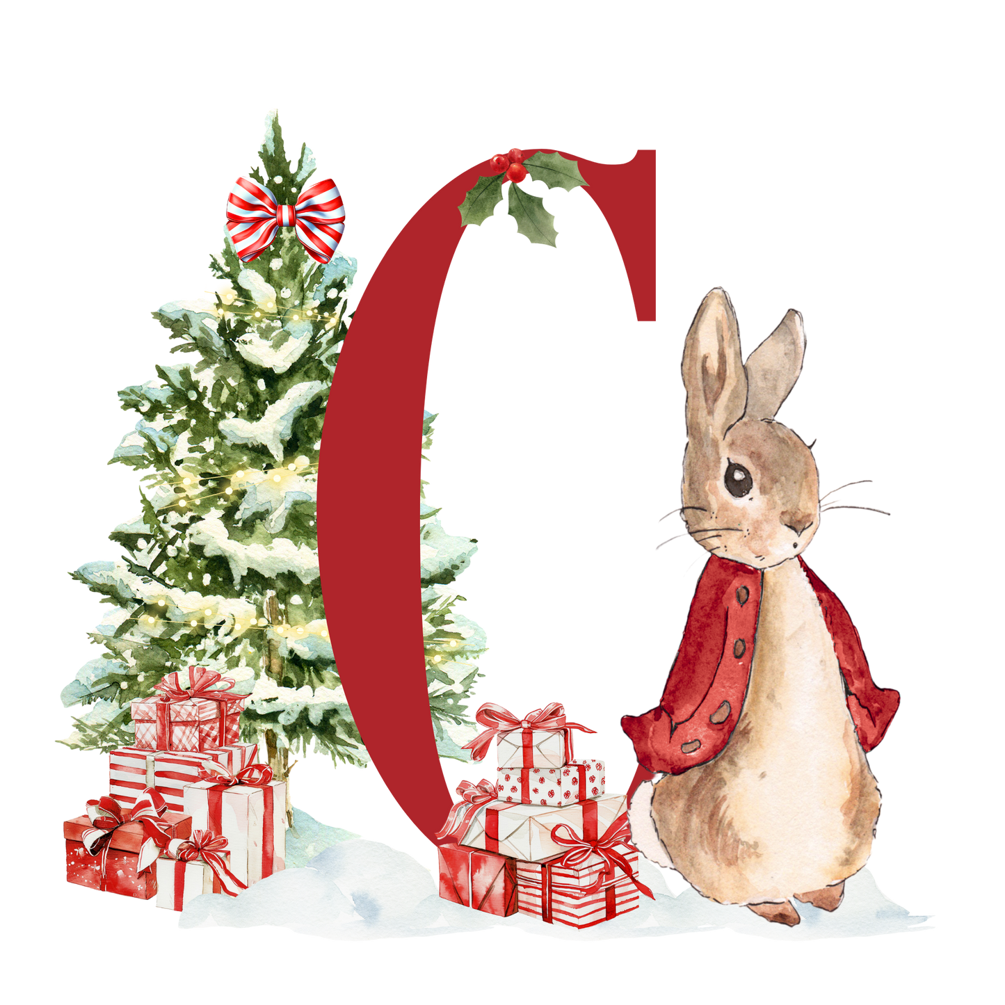 Personalised Christmas Bunny - Decoration